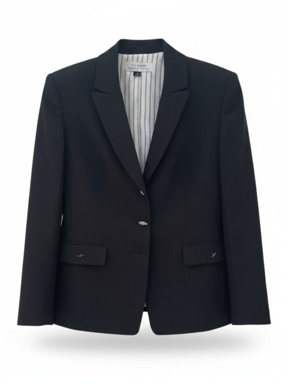 Tahari Arthur S Levine Black Pinstripe Tailored Blazer Suit Jacket 6